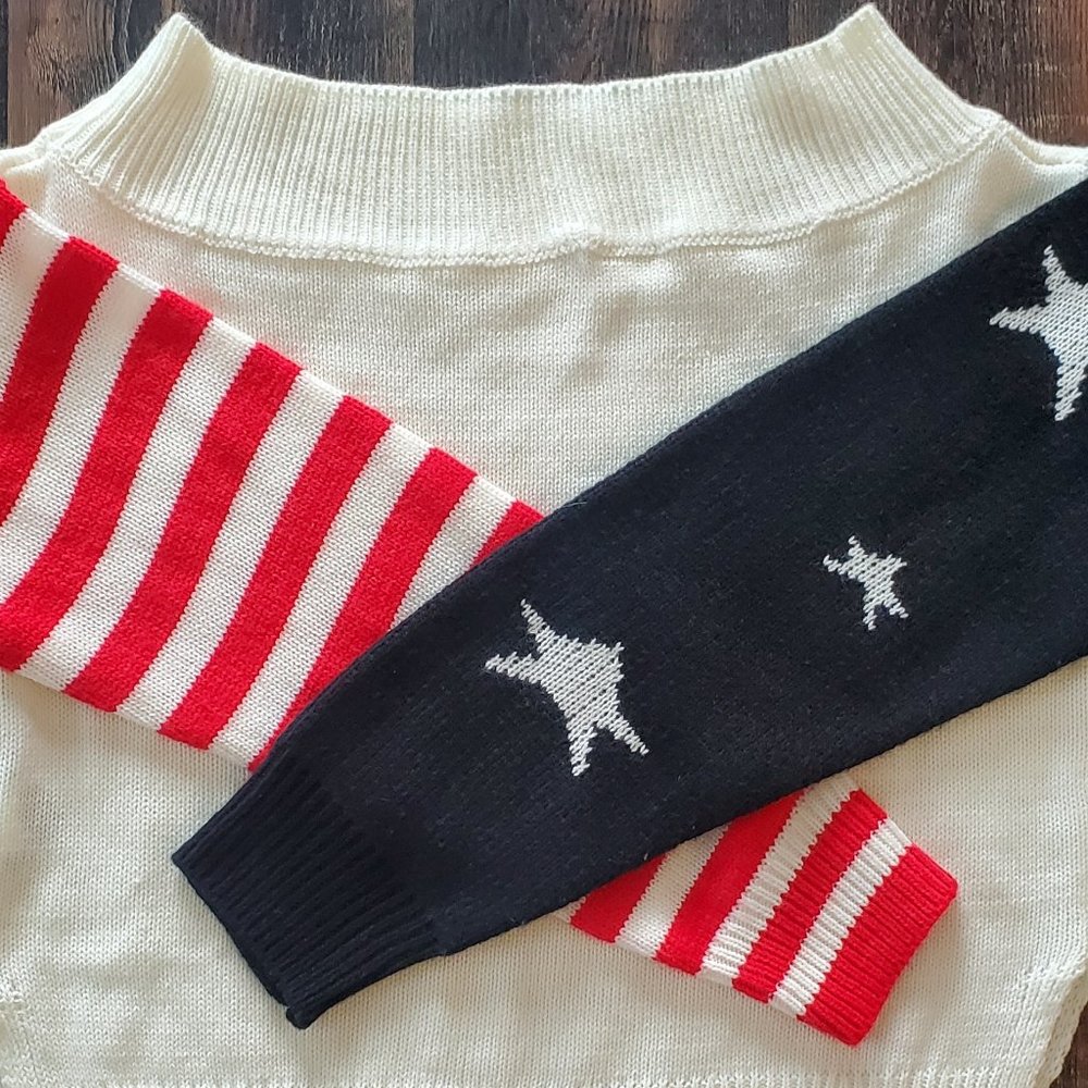 Stars and Stripes Cropped Oversize Sweater Size S